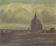 Vincent Van Gogh The old Tower of Nuenen with a Ploughman (nn04) oil painting reproduction